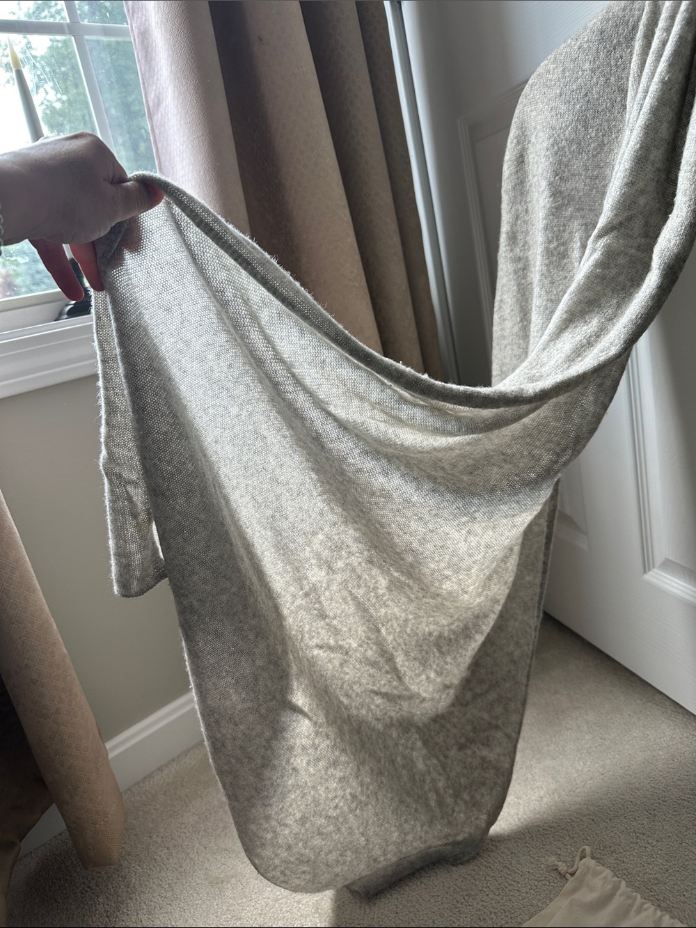 White + Warren gray Cashmere Wrap - Picture 6 of 6